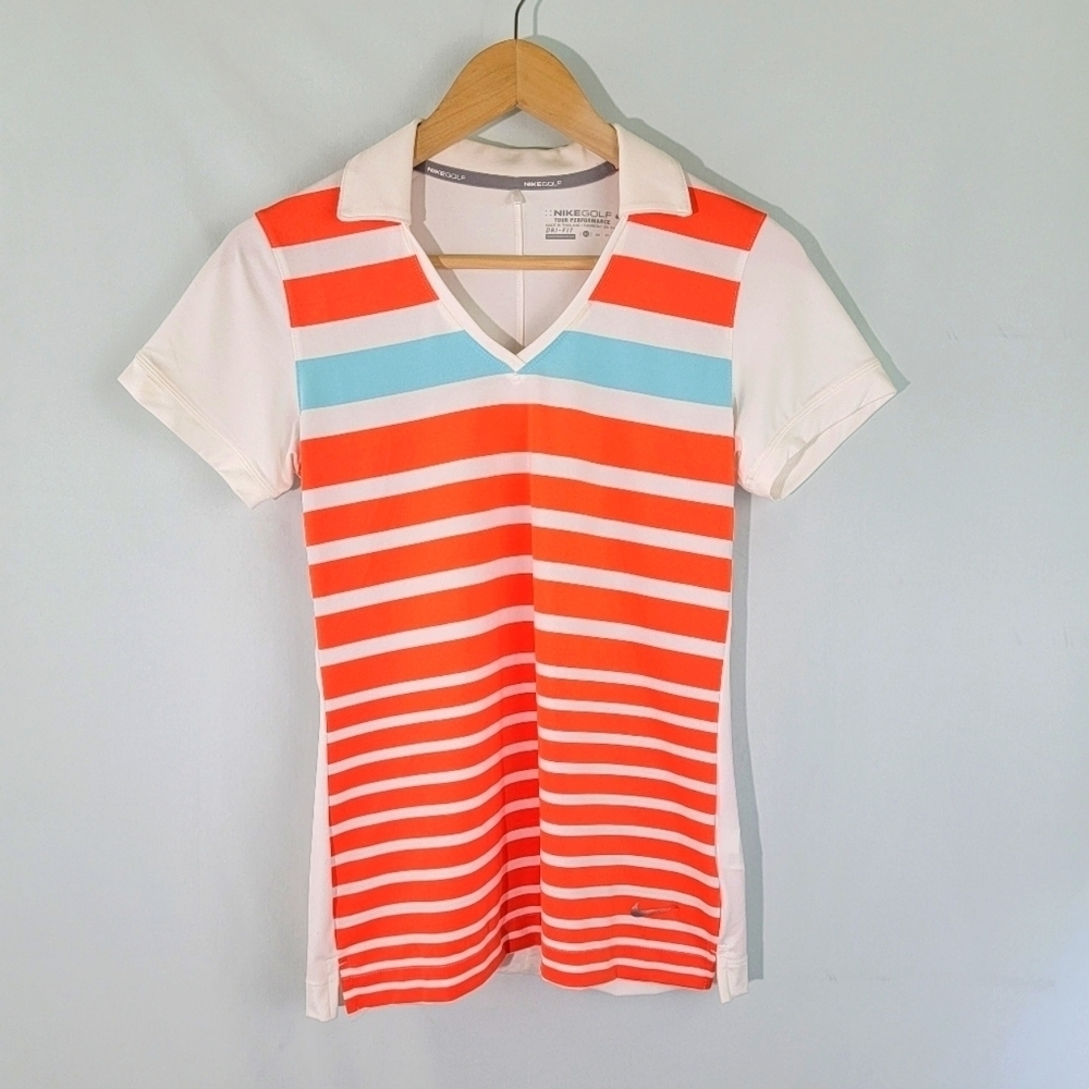 NIKE Golf Your Performance Women's White/Orange Short Sleeve Size A Dry-Fit